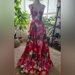 Stunning Floral Prom Formal Ballgown Quinceañera Gown Dress in Pink